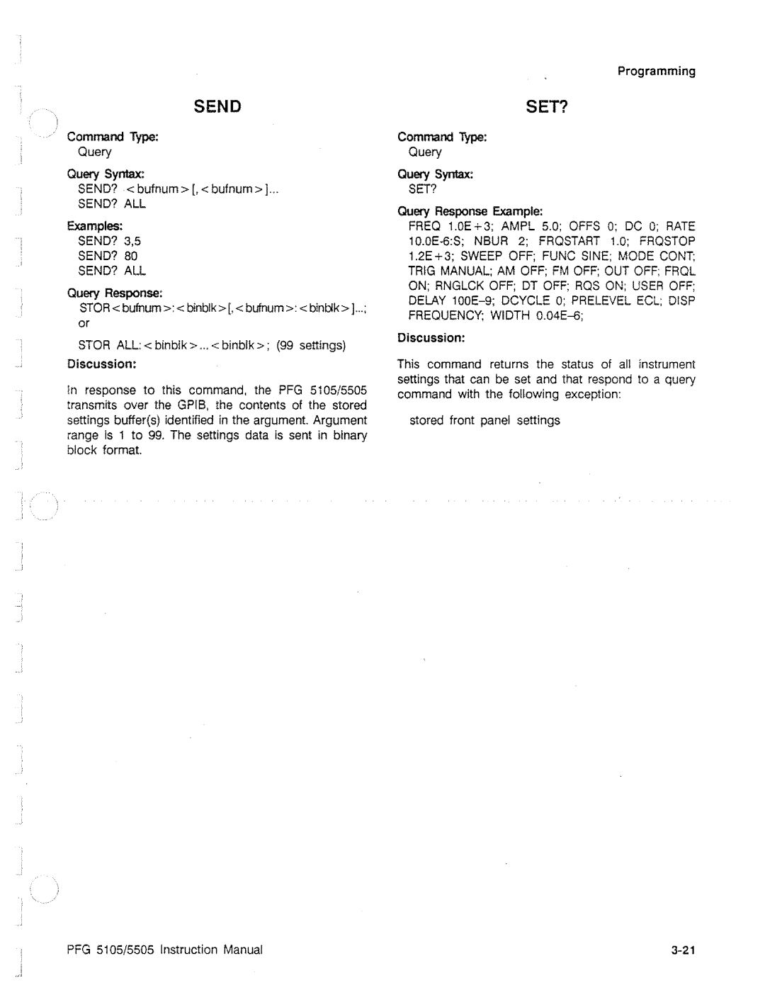 Tektronix PFG 5105, PFG 5505 manual 