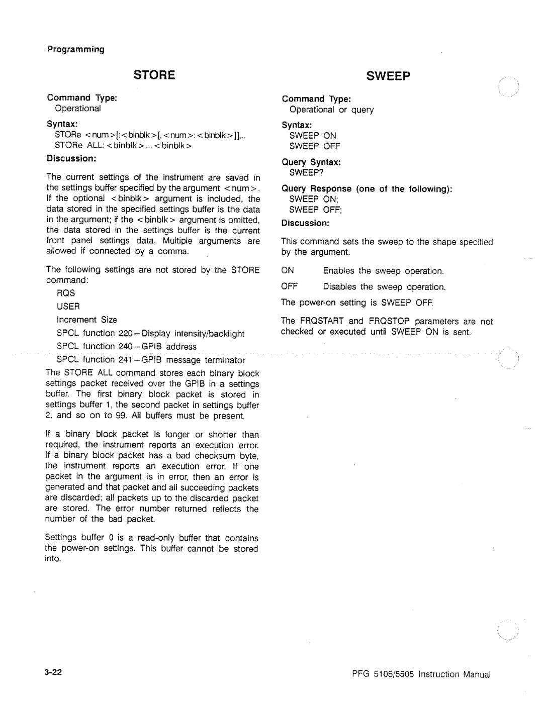 Tektronix PFG 5505, PFG 5105 manual 