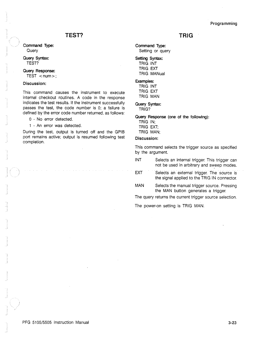 Tektronix PFG 5105, PFG 5505 manual 