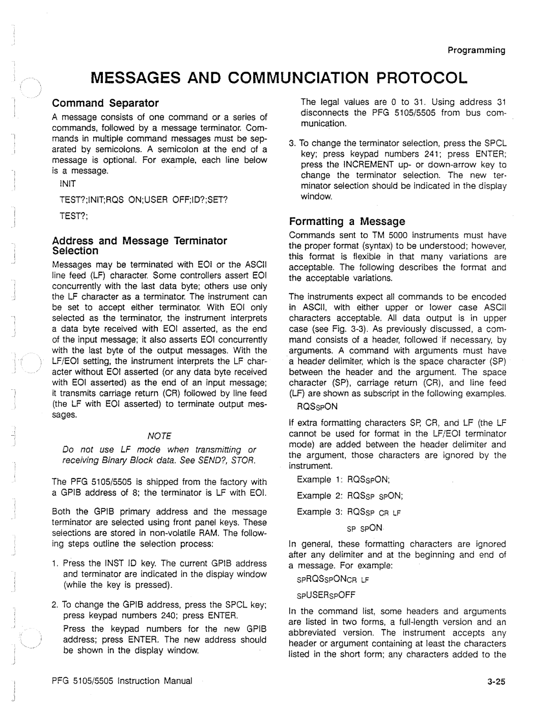 Tektronix PFG 5105, PFG 5505 manual 