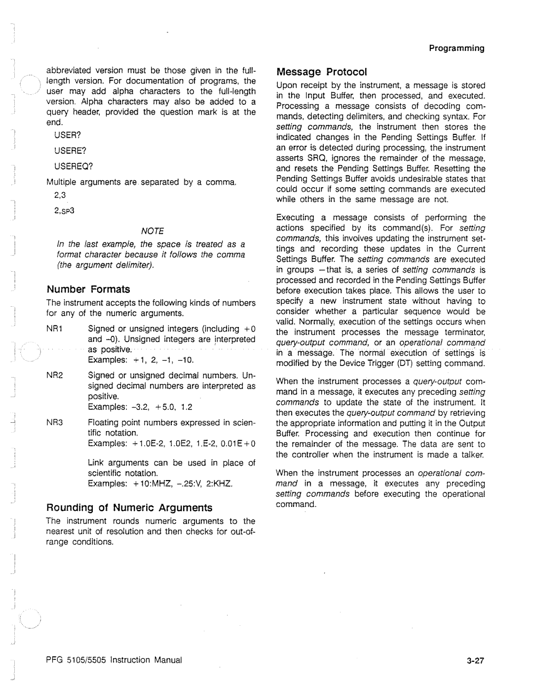 Tektronix PFG 5105, PFG 5505 manual 