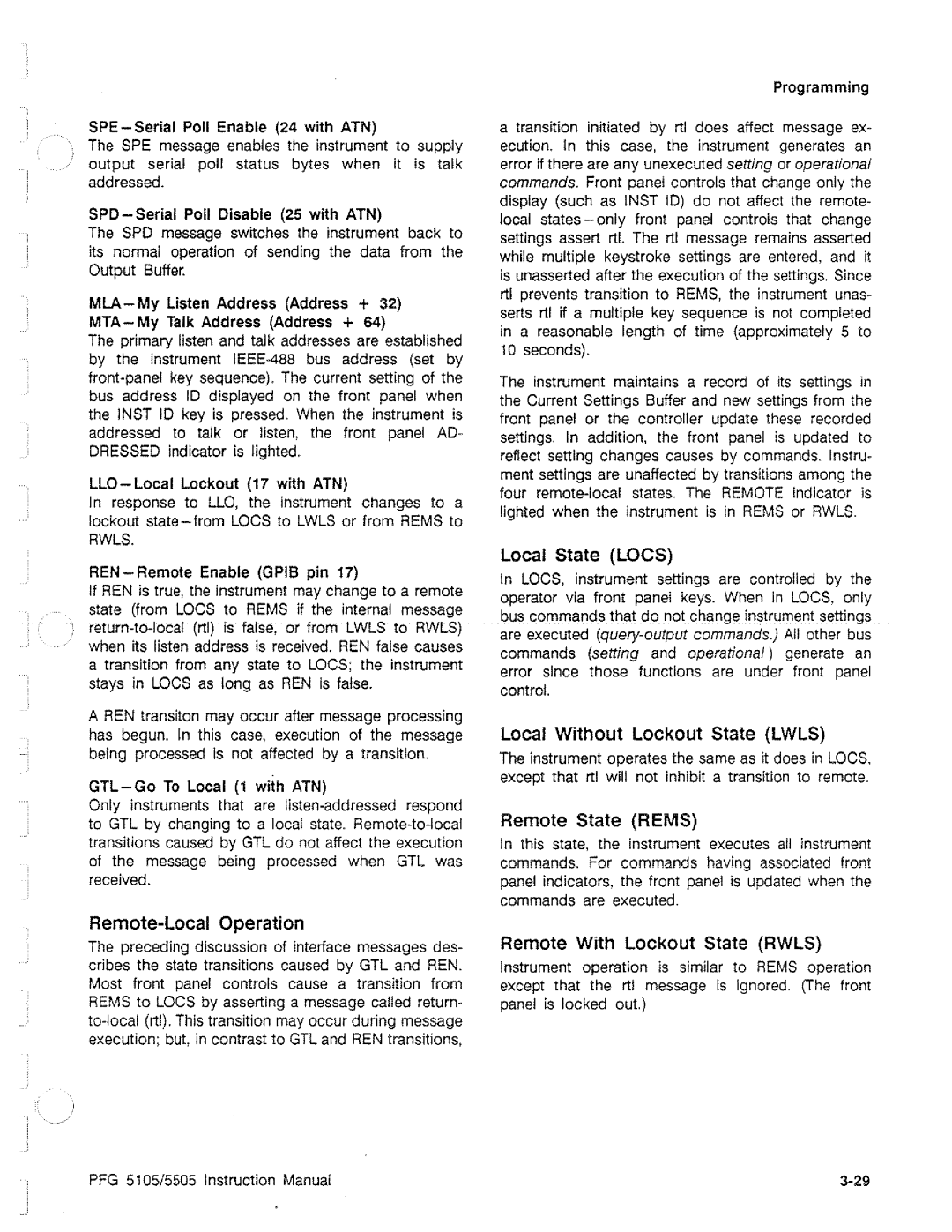 Tektronix PFG 5105, PFG 5505 manual 