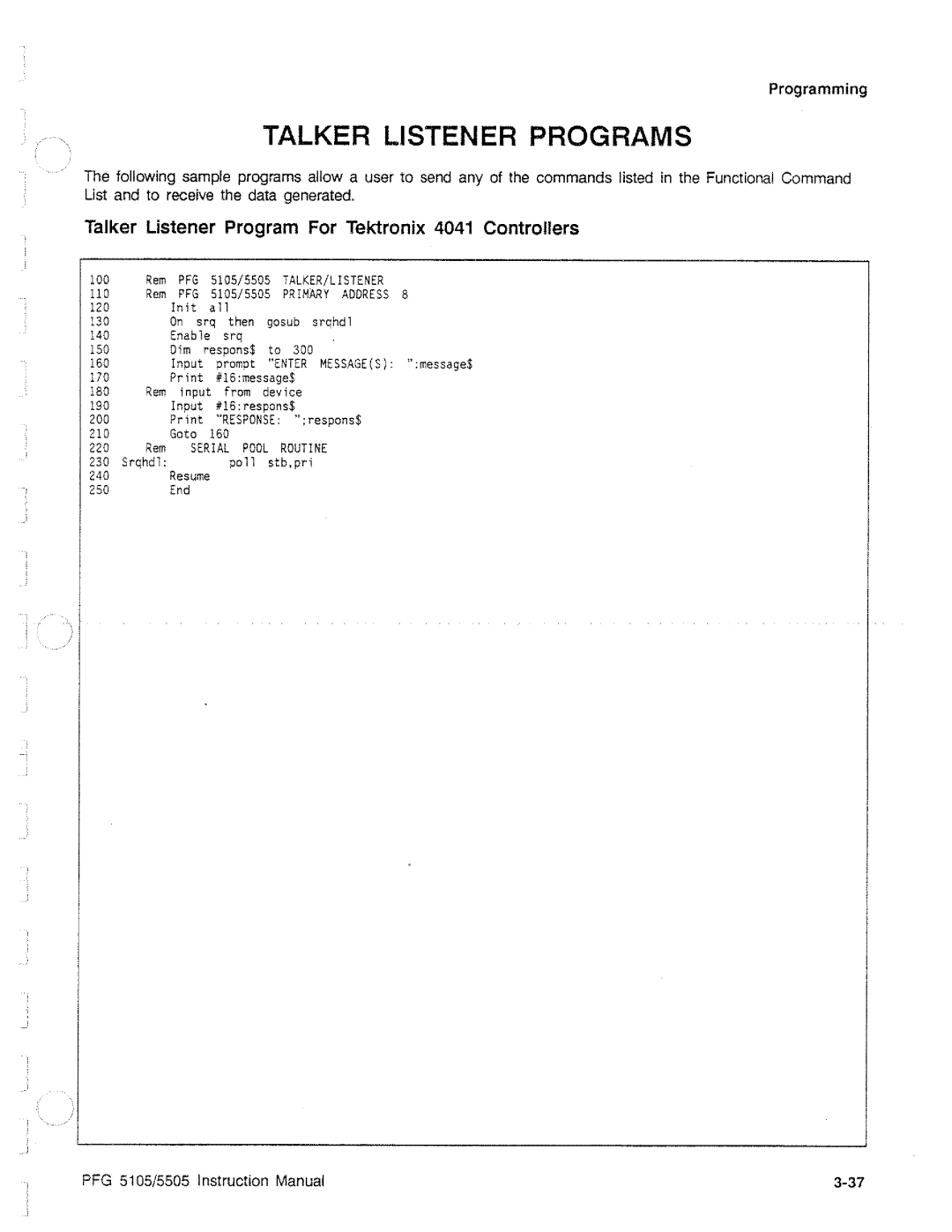 Tektronix PFG 5105, PFG 5505 manual 