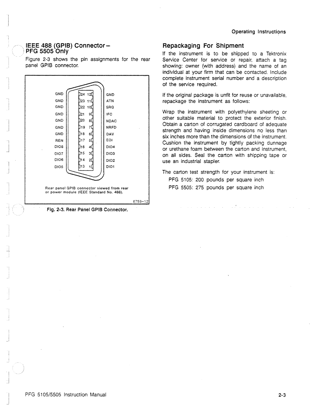 Tektronix PFG 5105, PFG 5505 manual 