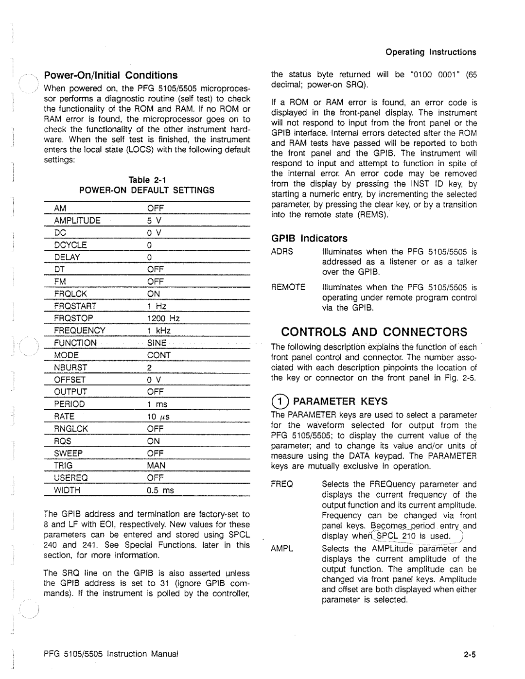 Tektronix PFG 5105, PFG 5505 manual 