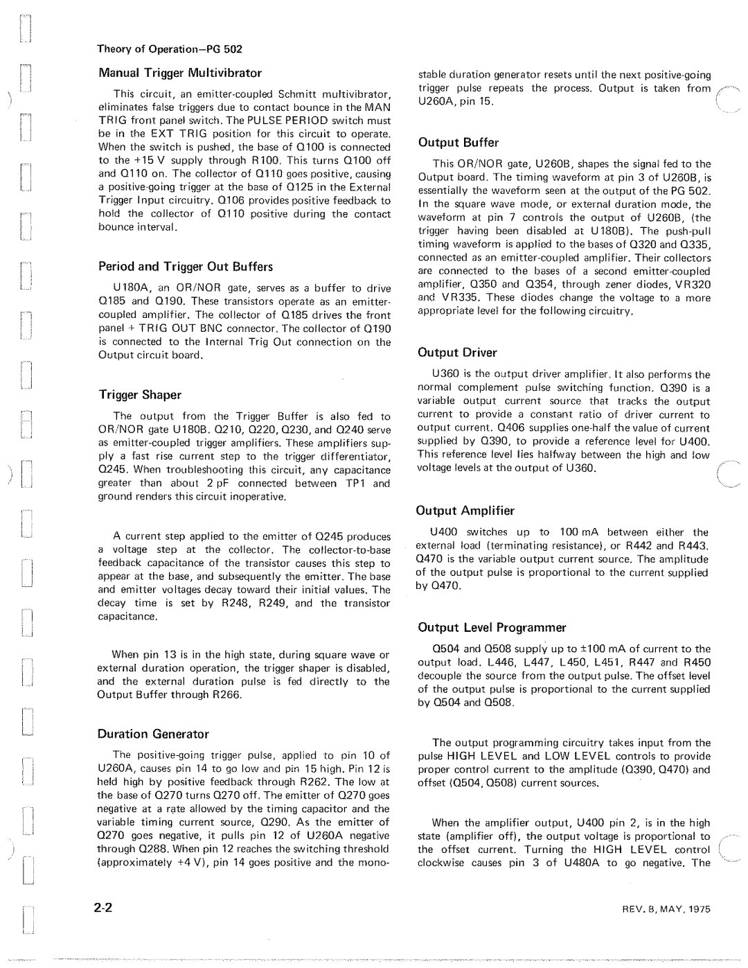 Tektronix PG 502 manual 