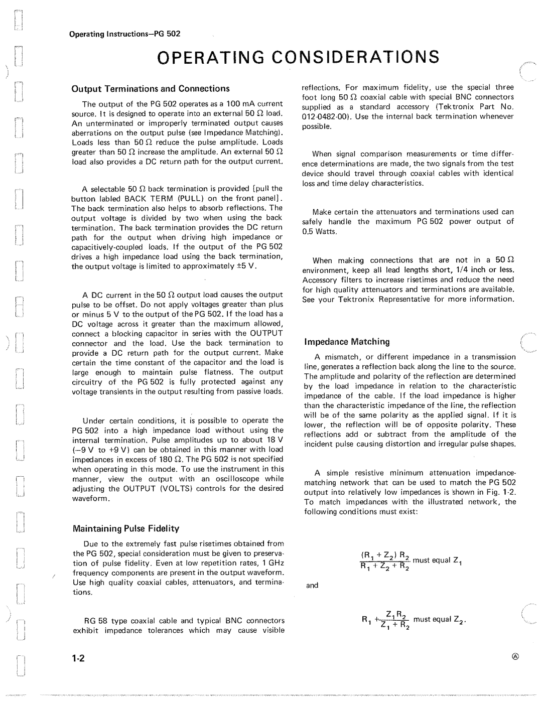 Tektronix PG 502 manual 