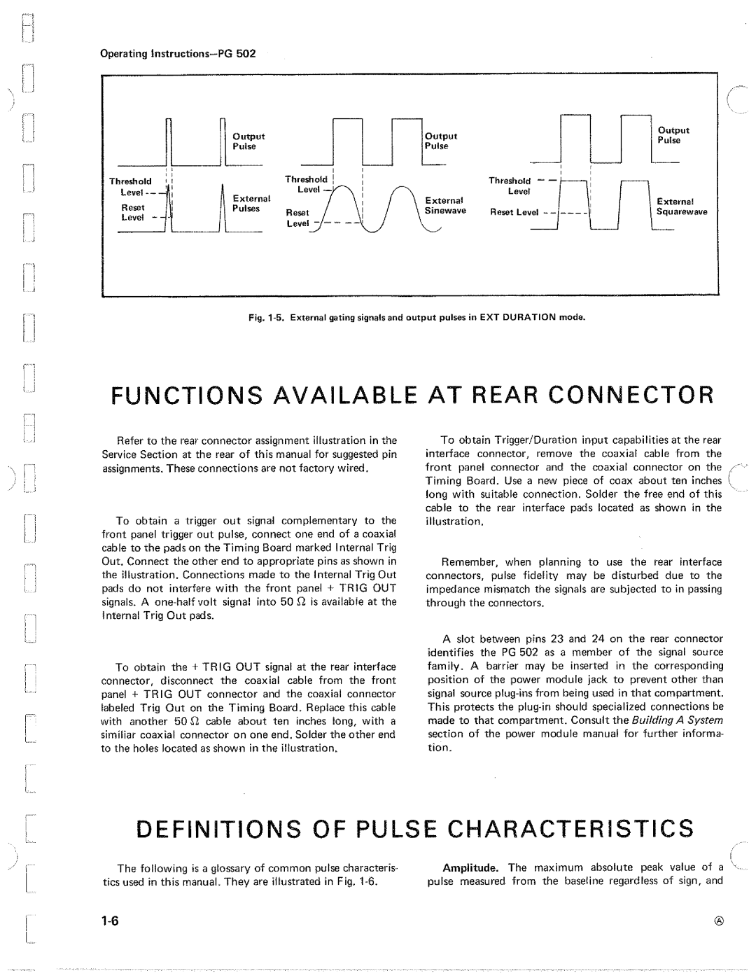 Tektronix PG 502 manual 