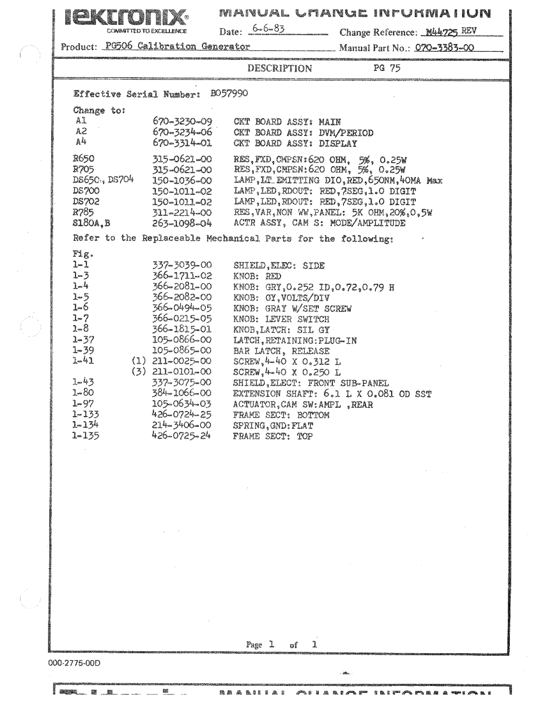 Tektronix PG 506 manual 