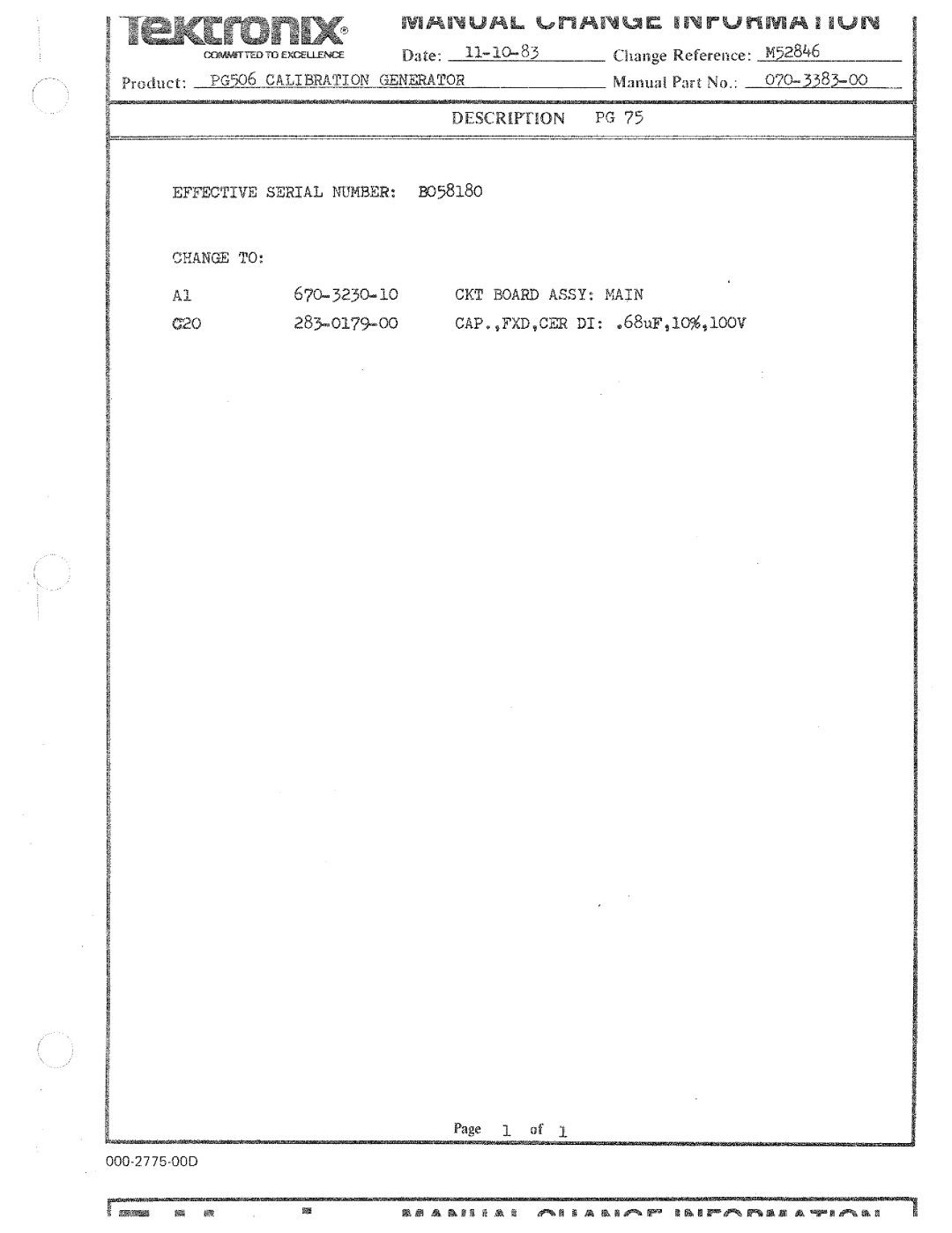 Tektronix PG 506 manual 