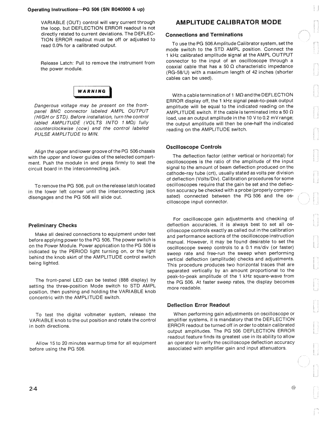 Tektronix PG 506 manual 