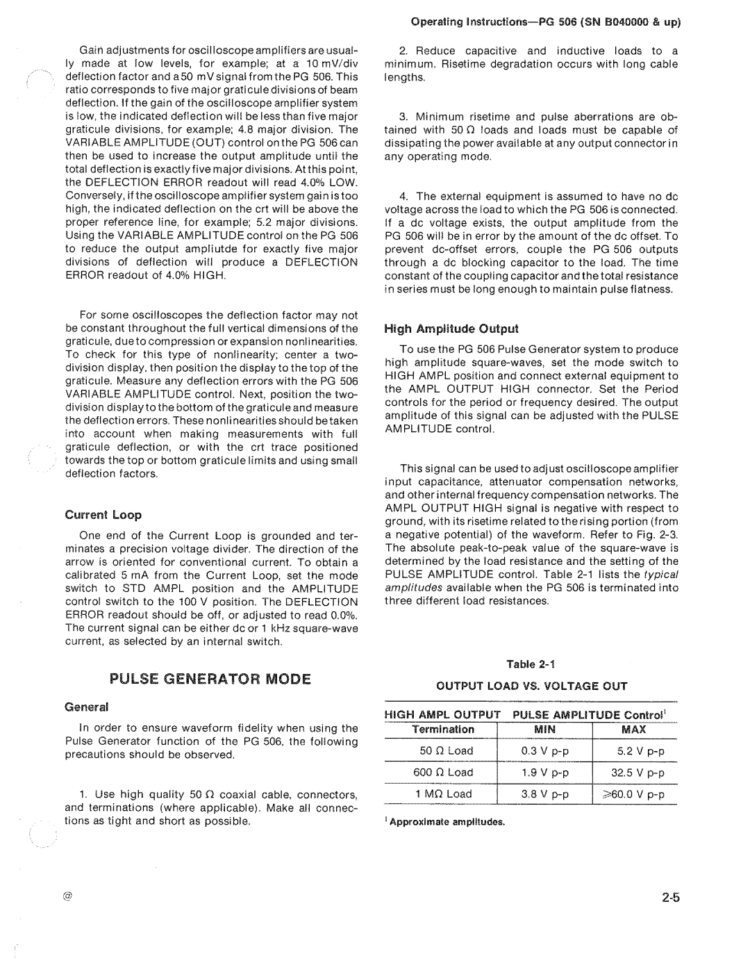 Tektronix PG 506 manual 