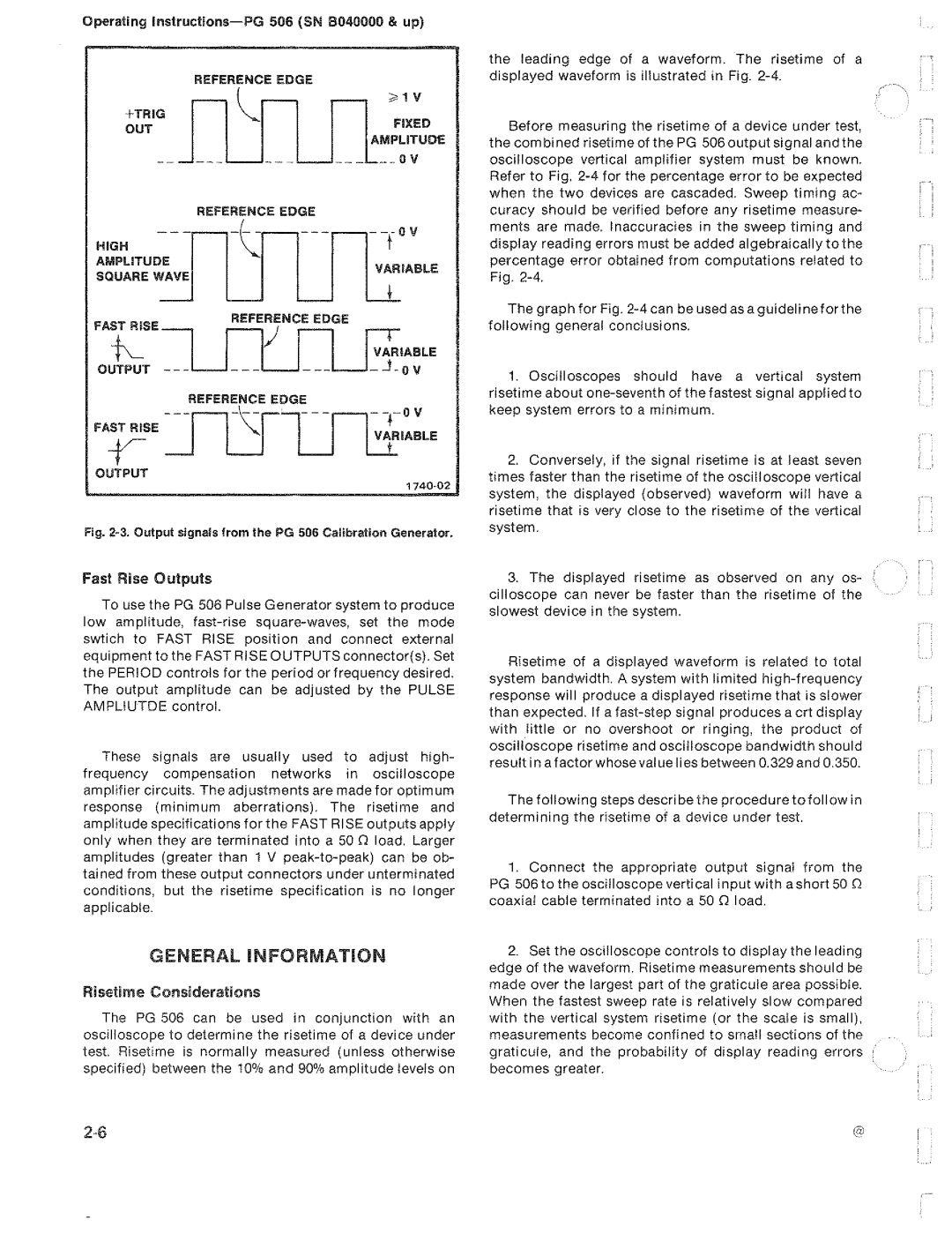 Tektronix PG 506 manual 