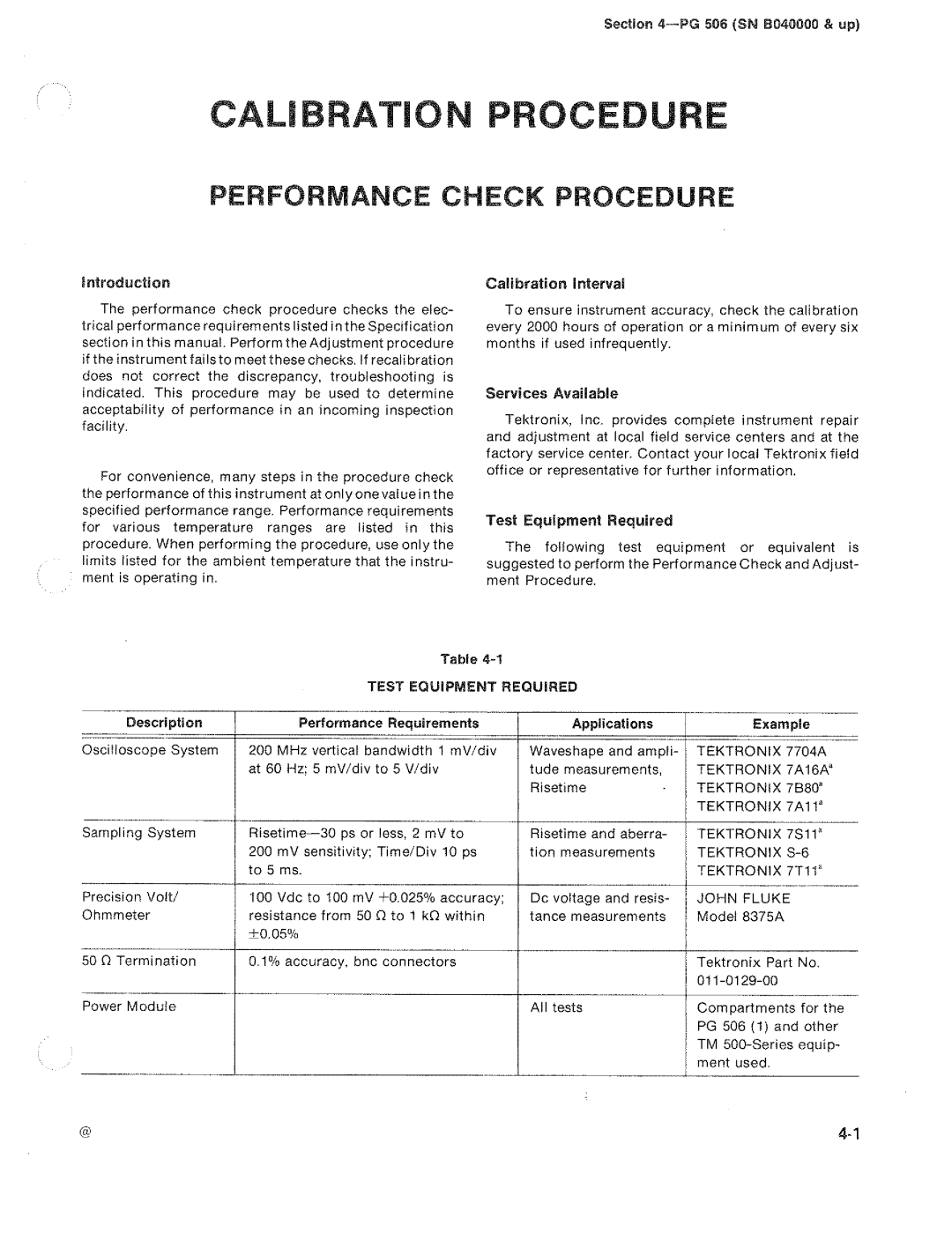 Tektronix PG 506 manual 