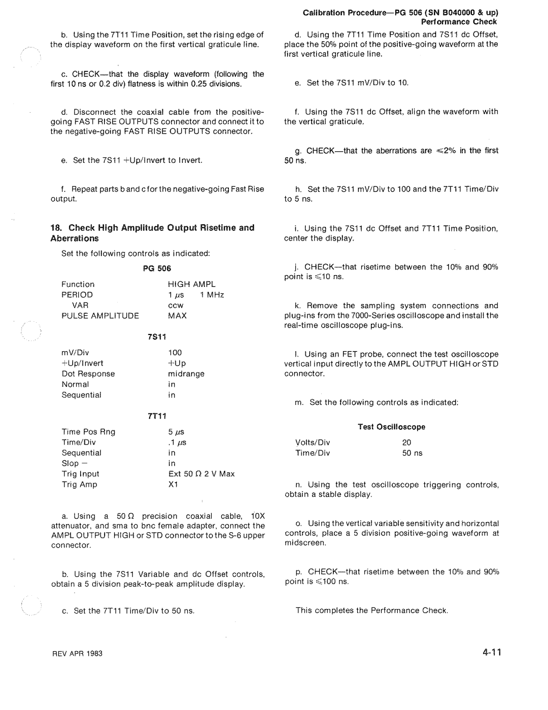 Tektronix PG 506 manual 