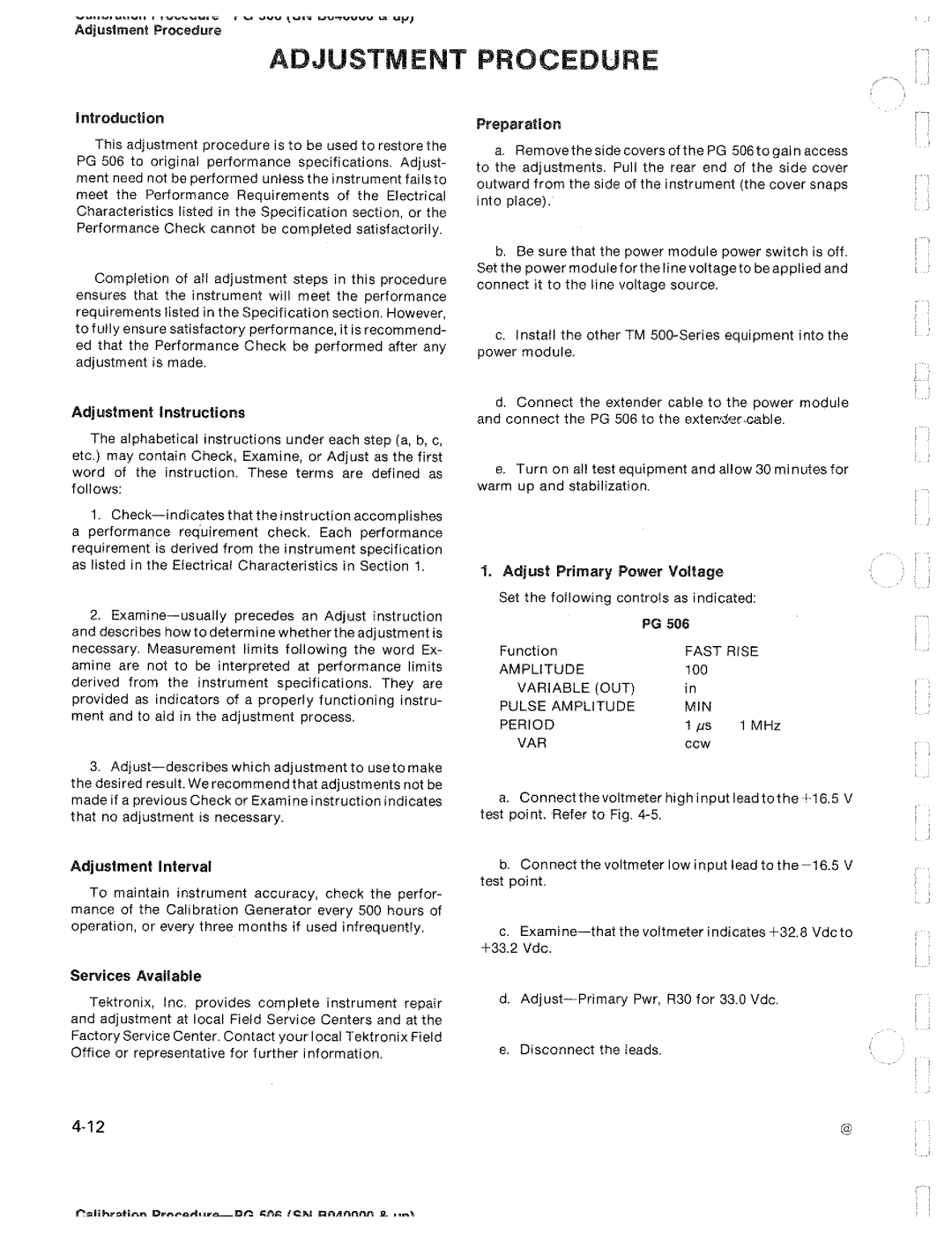 Tektronix PG 506 manual 