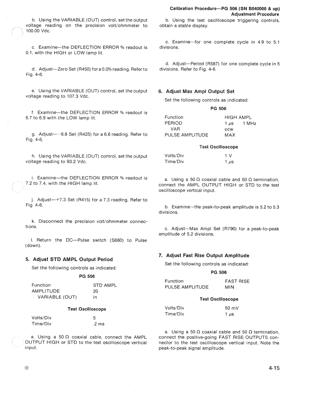 Tektronix PG 506 manual 