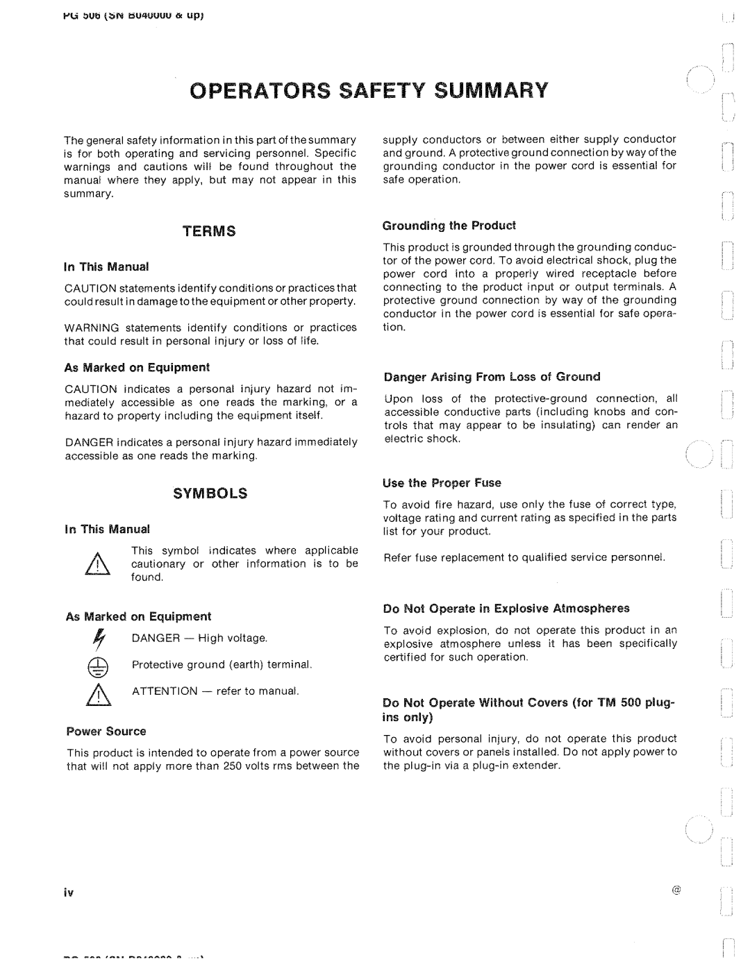 Tektronix PG 506 manual 