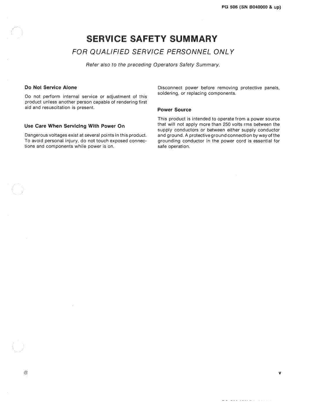 Tektronix PG 506 manual 