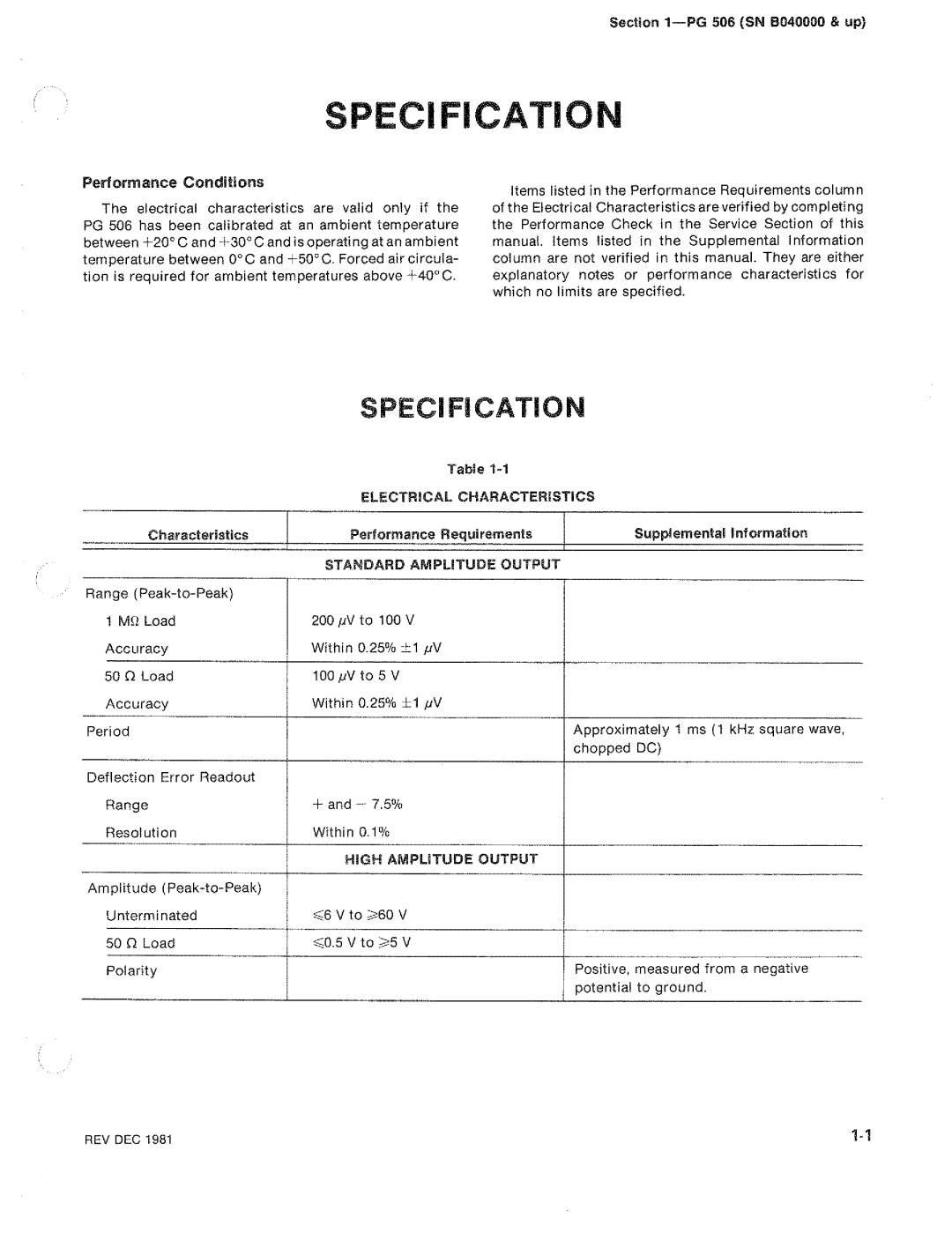 Tektronix PG 506 manual 