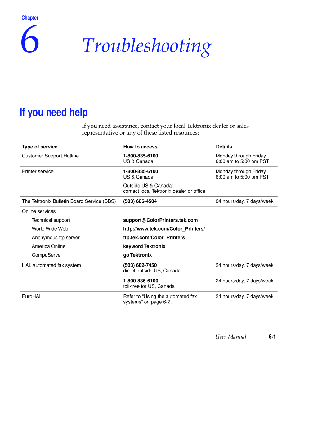 Tektronix Phaser 300X user manual Troubleshooting, If you need help 