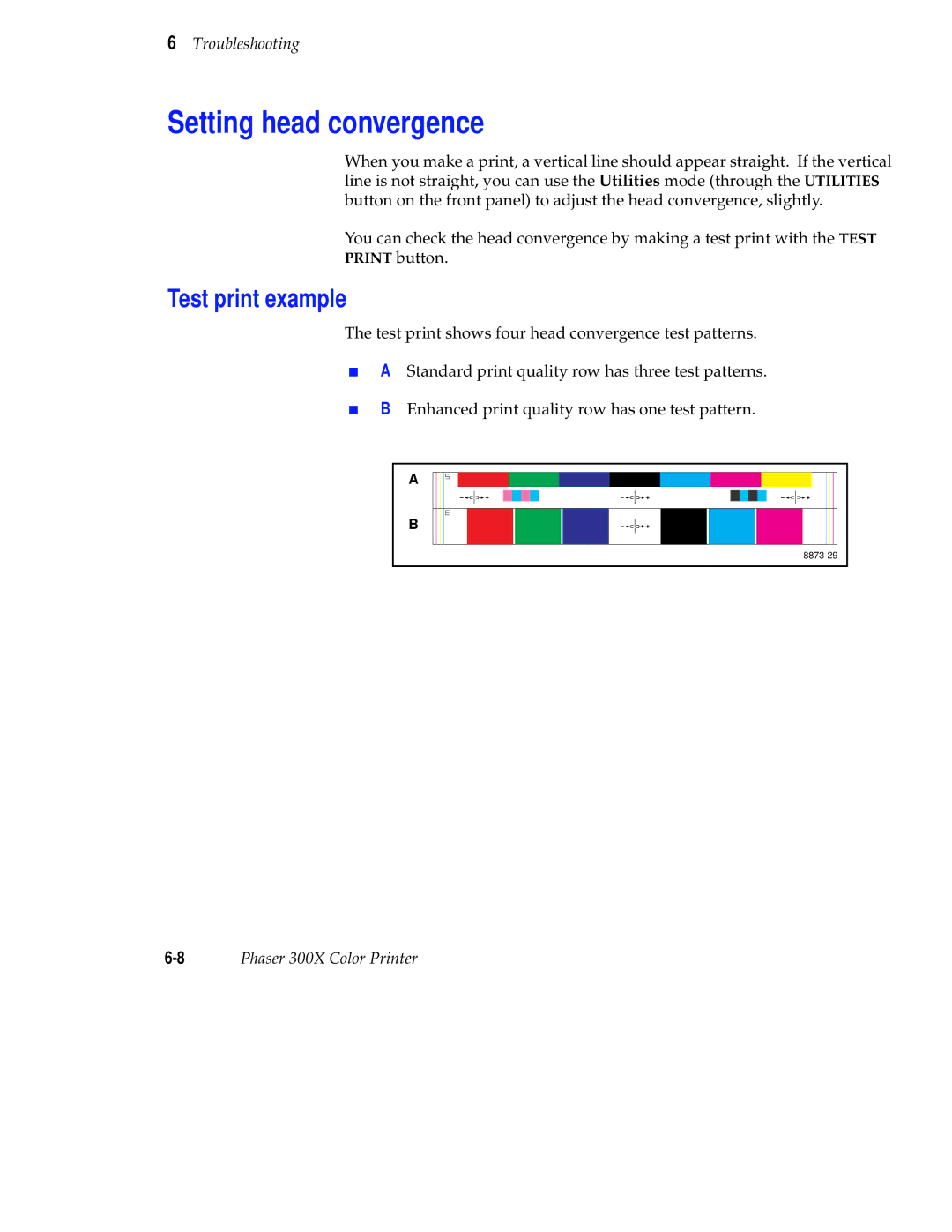 Tektronix Phaser 300X user manual Setting head convergence, Test print example 