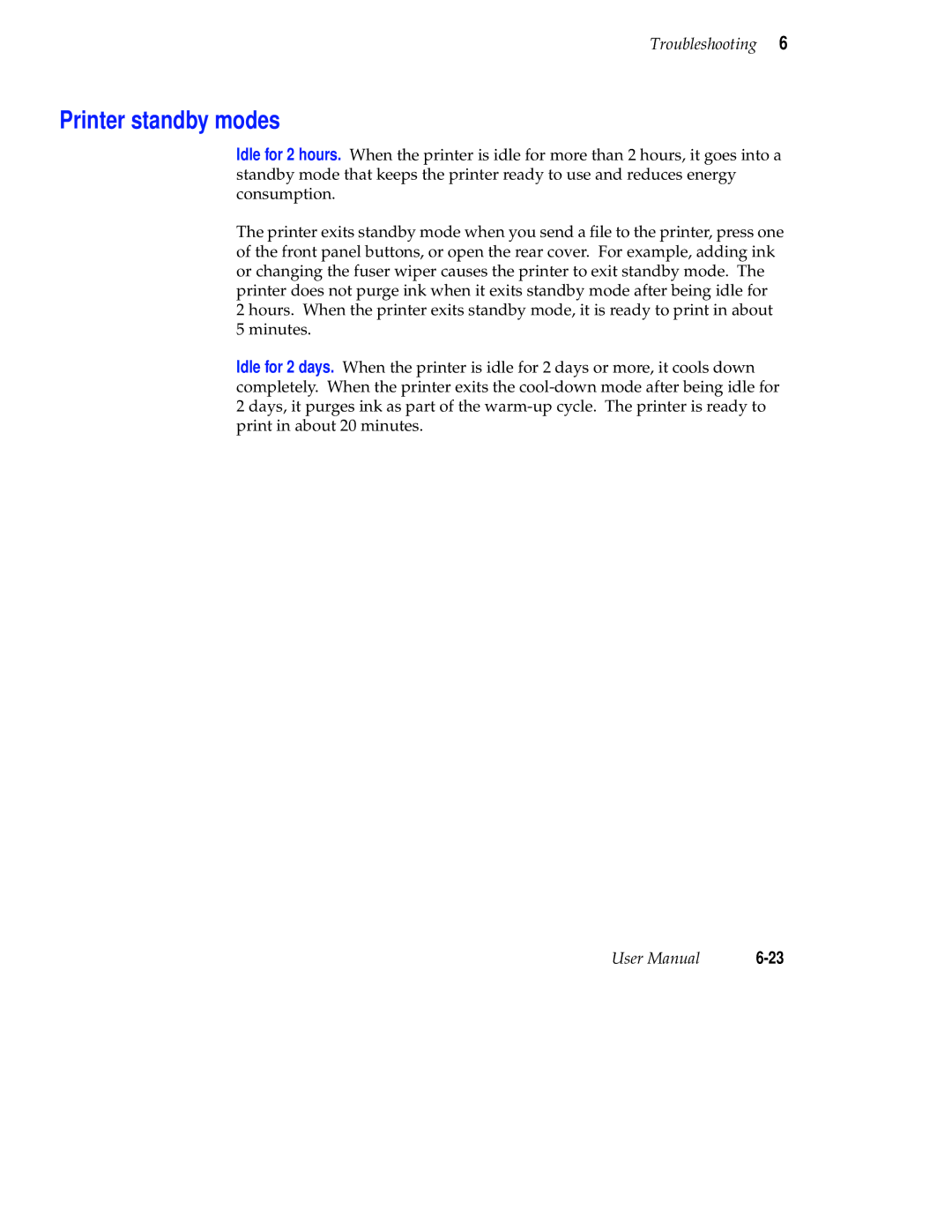 Tektronix Phaser 300X user manual Printer standby modes 