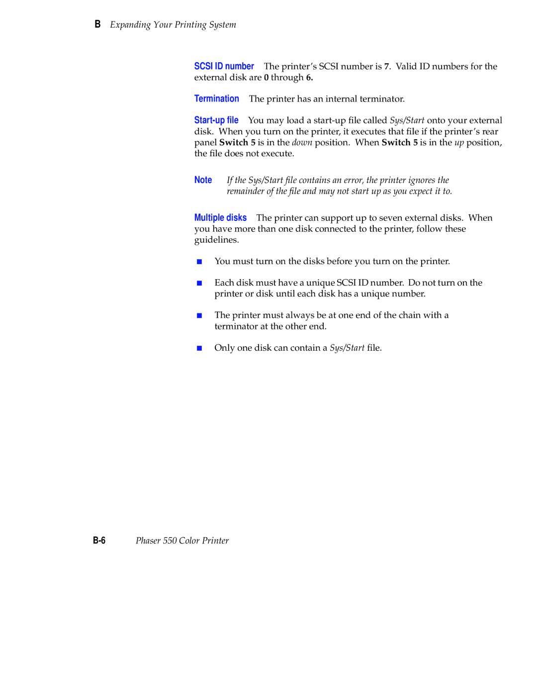 Tektronix Phaser 300X user manual 6Phaser 550 Color Printer 