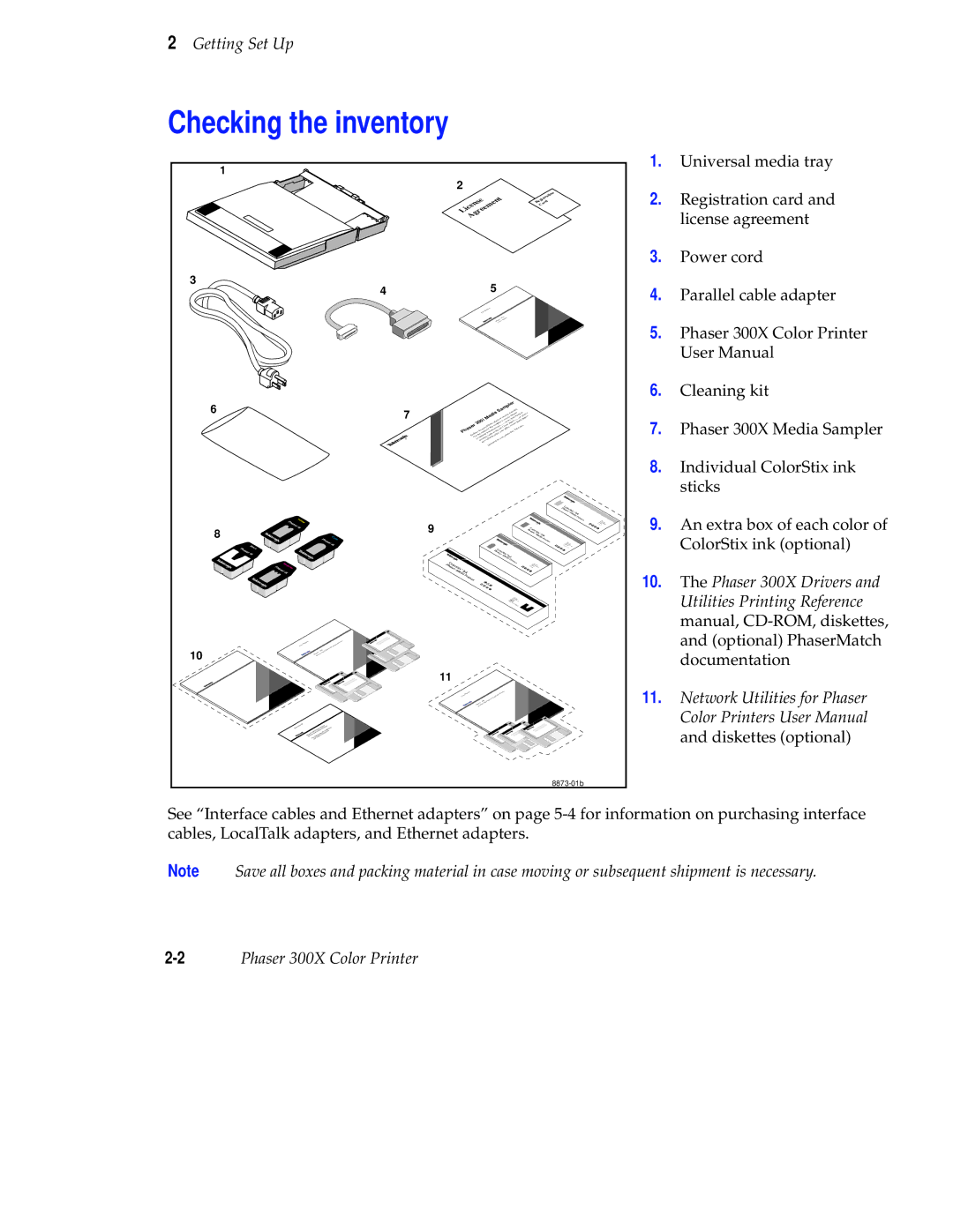 Tektronix Phaser 300X user manual Checking the inventory, Agreement 