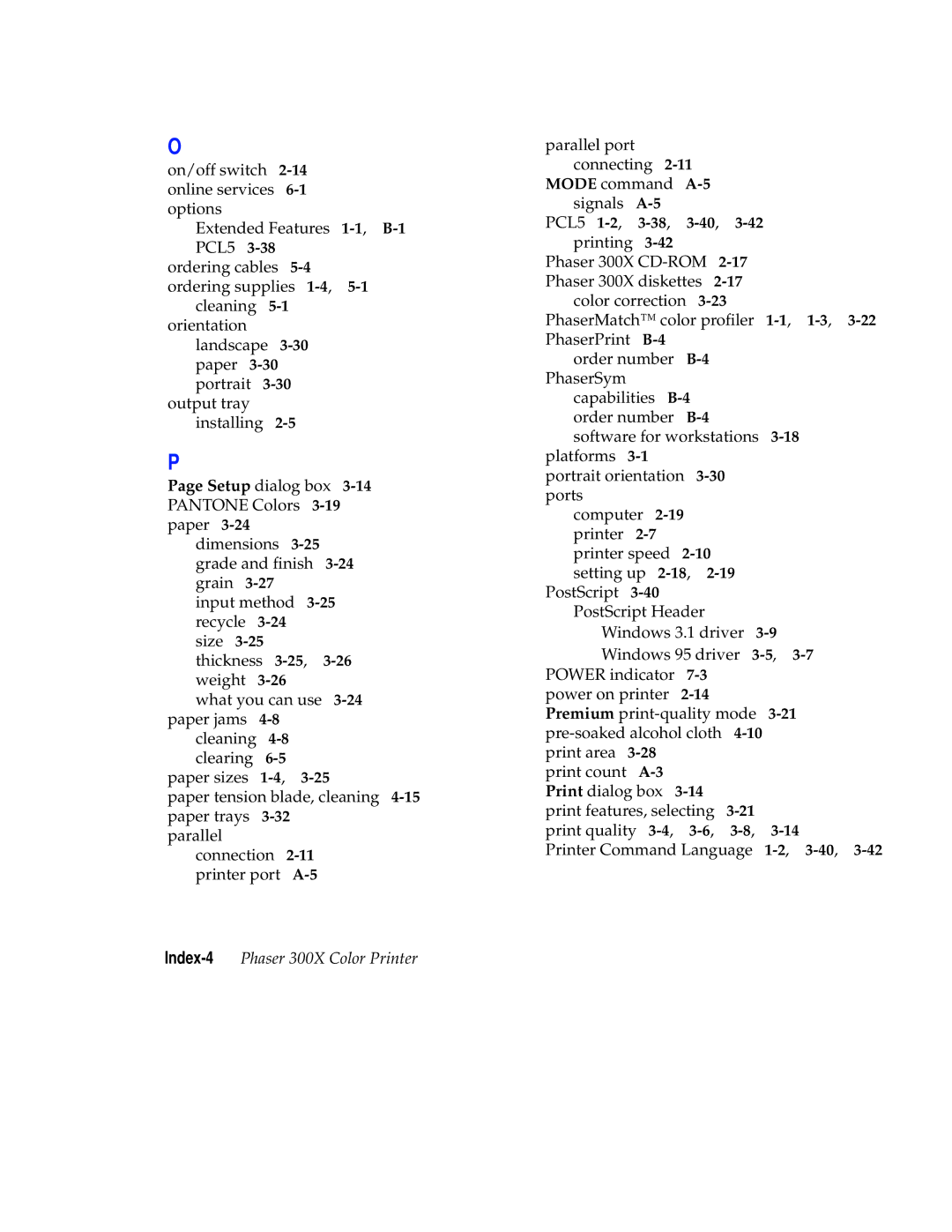 Tektronix Phaser 300X user manual Setup dialog box 3-14PANTONE Colors 3-19paper 