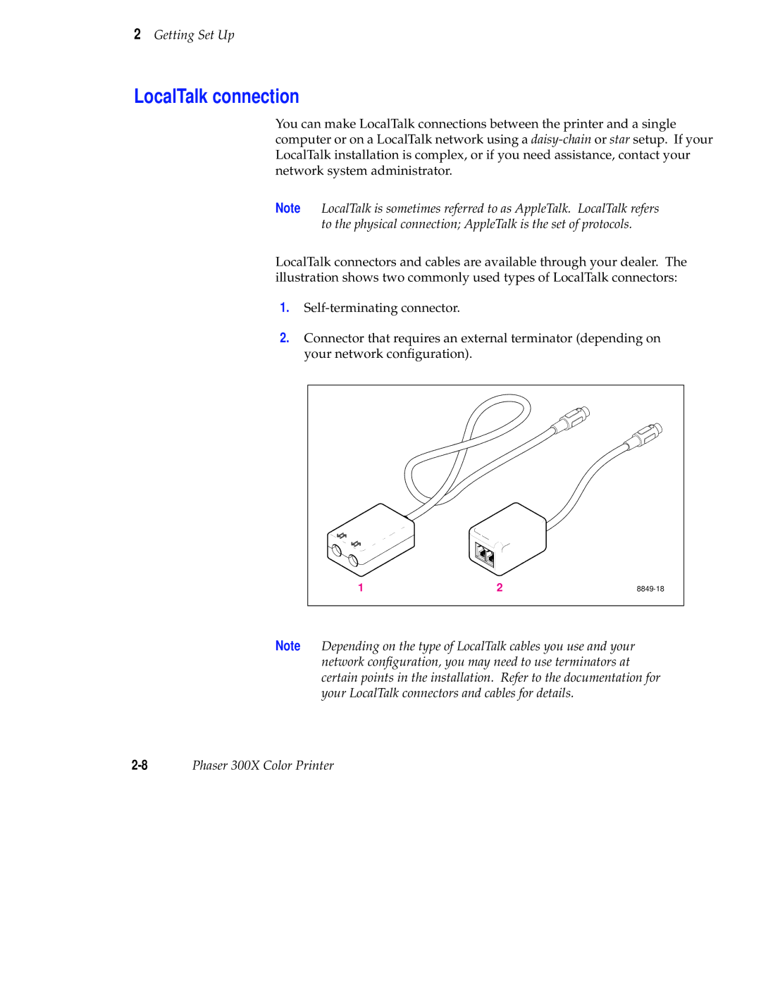 Tektronix Phaser 300X user manual LocalTalk connection 