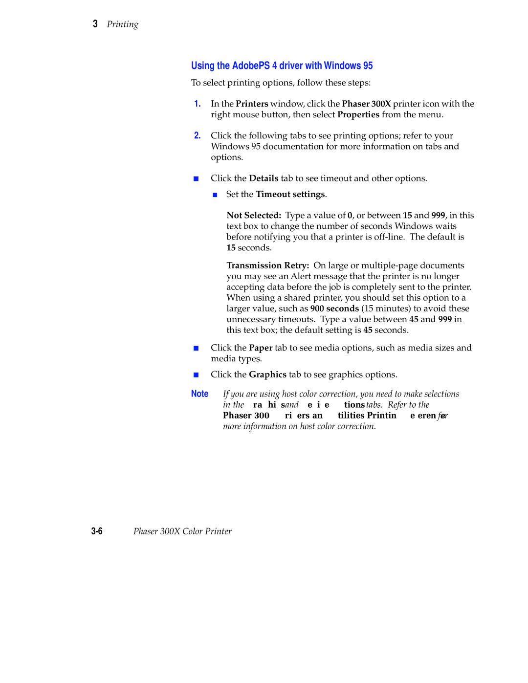 Tektronix Phaser 300X user manual Using the AdobePS 4 driver with Windows 