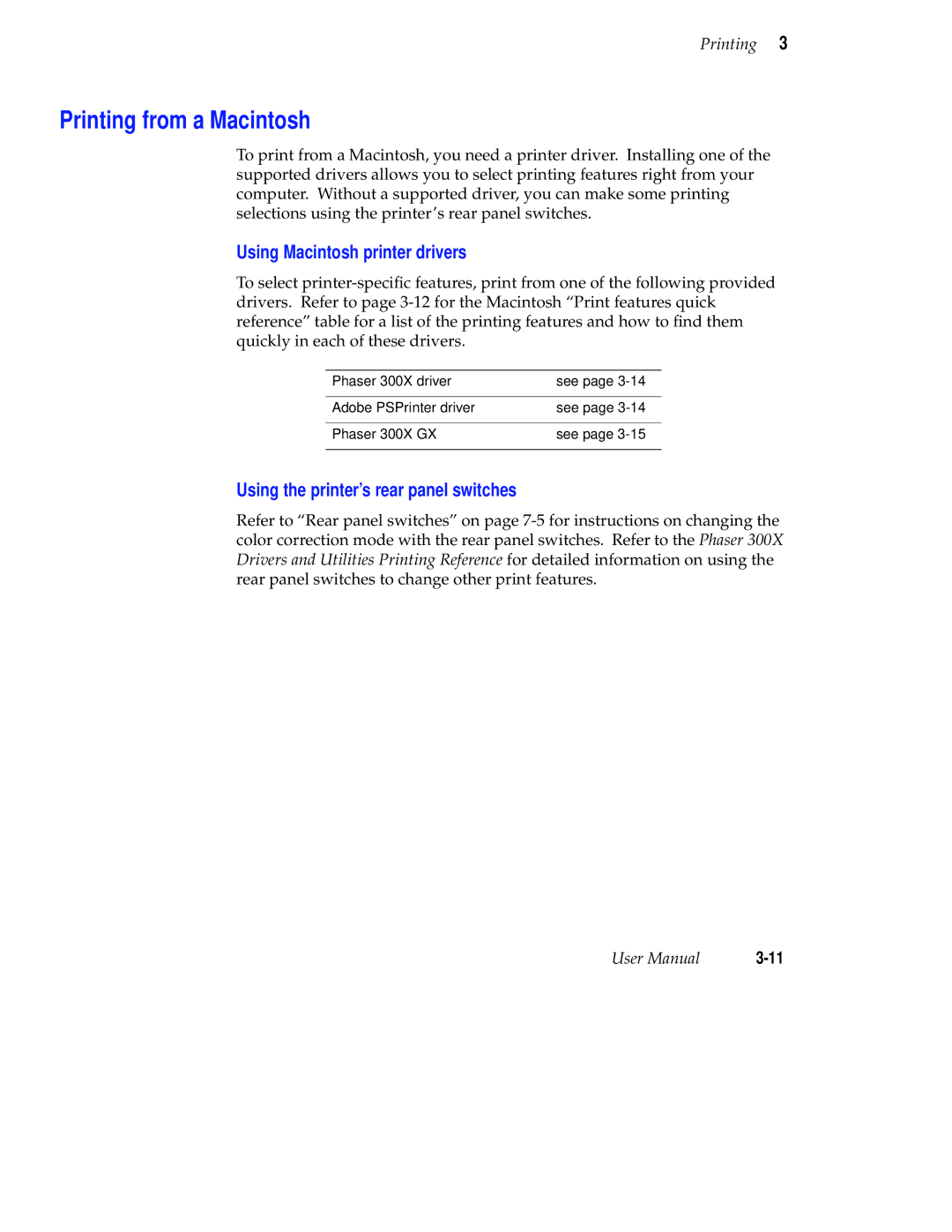 Tektronix Phaser 300X user manual Printing from a Macintosh, Using Macintosh printer drivers 