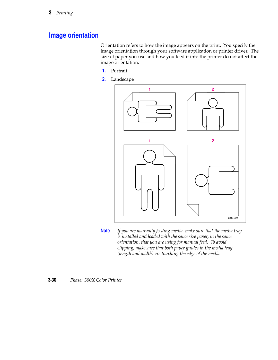 Tektronix Phaser 300X user manual Image orientation 