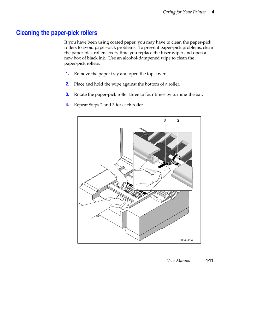 Tektronix Phaser 300X user manual Cleaning the paper-pick rollers 