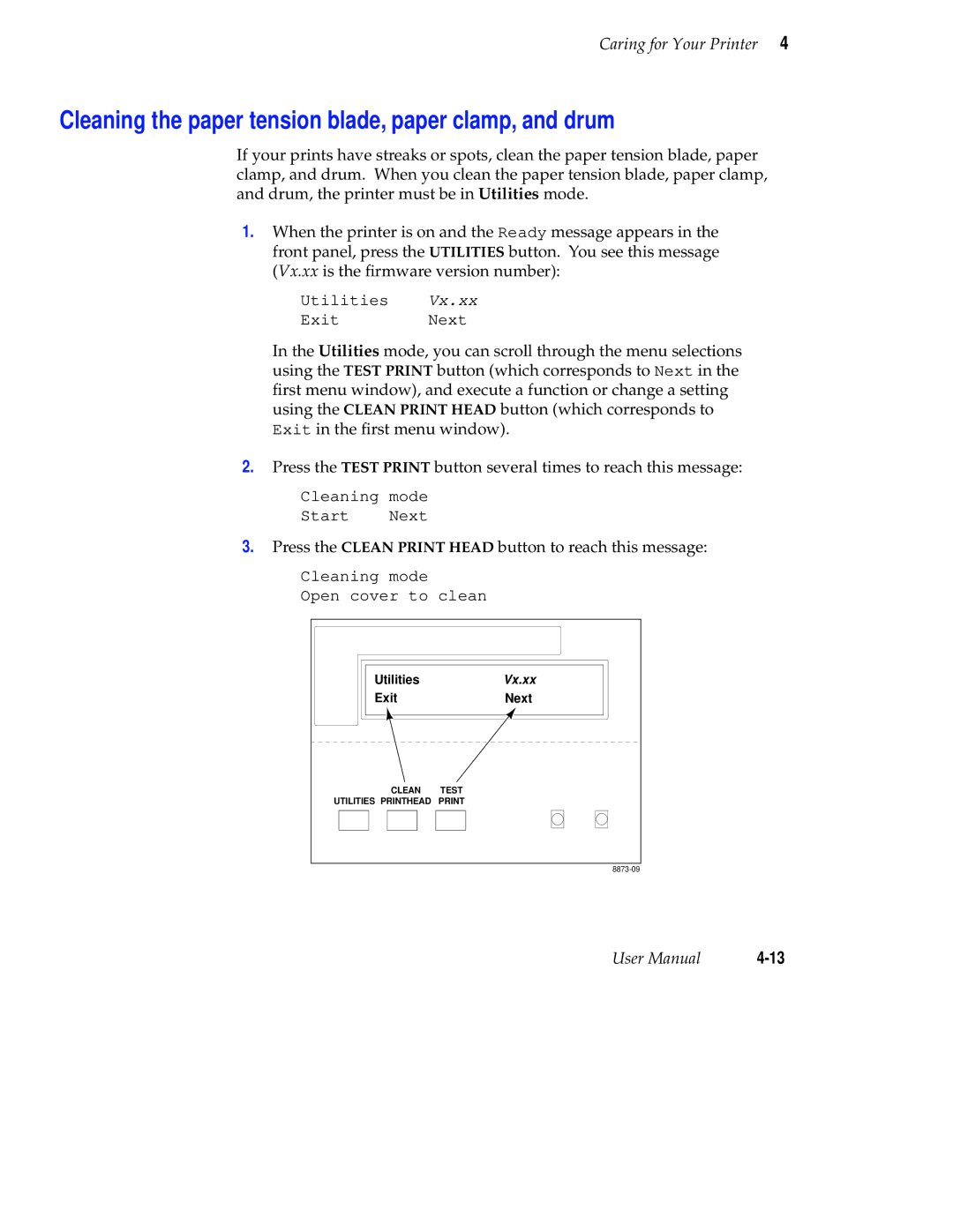 Tektronix Phaser 300X user manual Cleaning the paper tension blade, paper clamp, and drum 