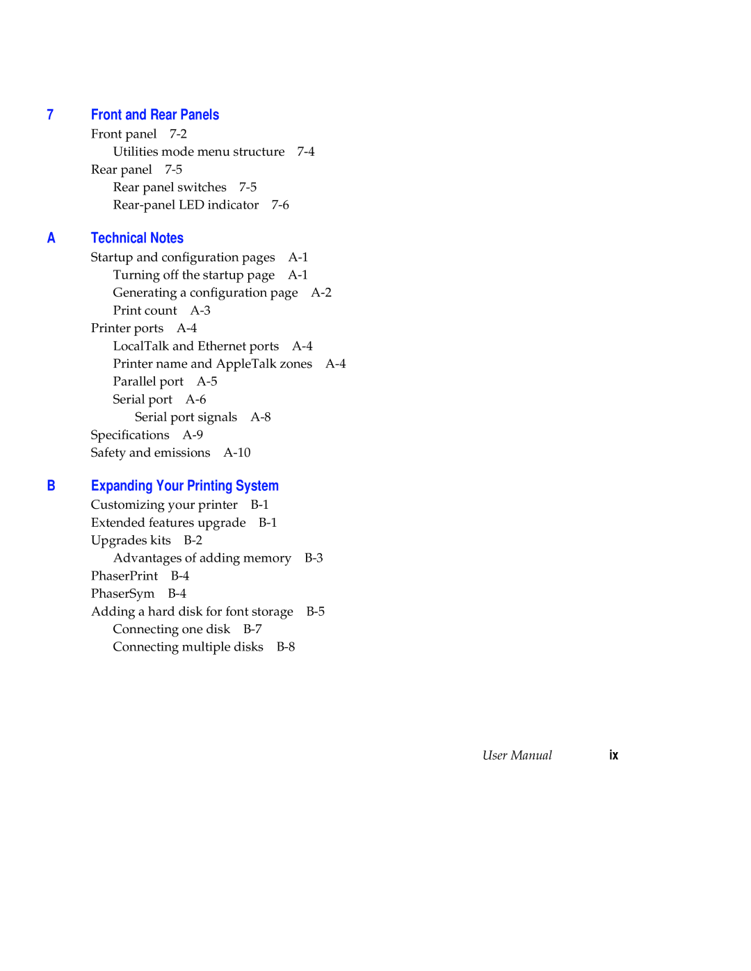 Tektronix Phaser 300X user manual Front and Rear Panels, Expanding Your Printing System, Technical Notes 