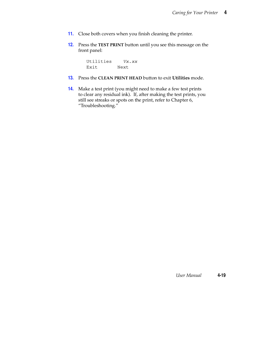 Tektronix Phaser 300X user manual Utilities Exit Next 