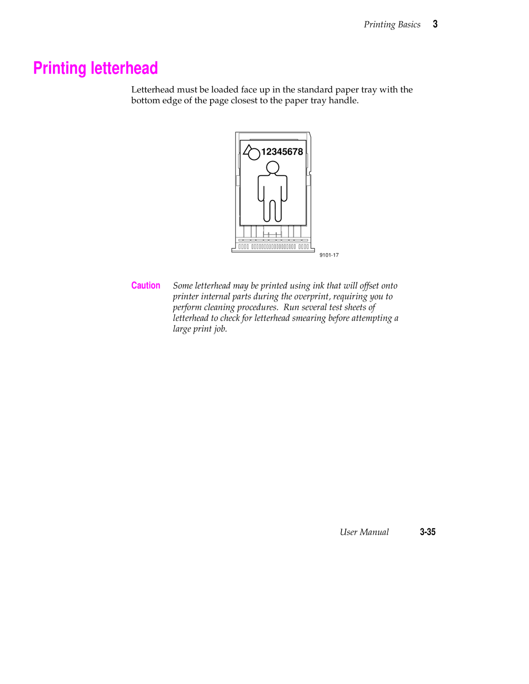 Tektronix Phaser 350 manual Printing letterhead 