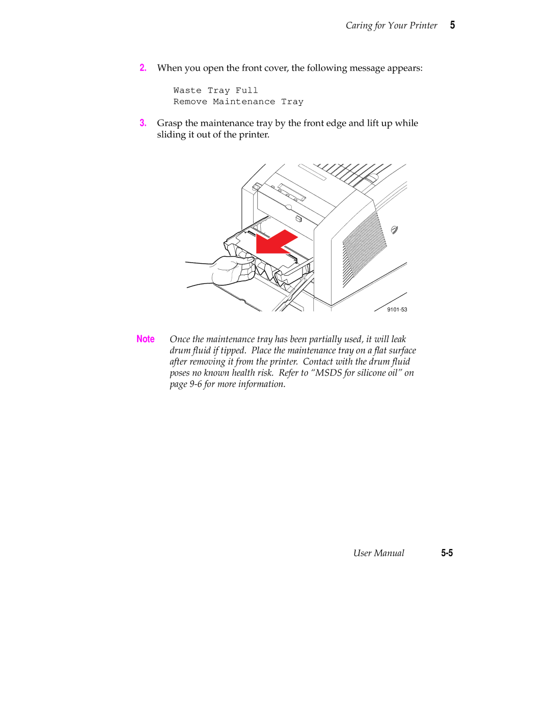 Tektronix Phaser 350 manual When you open the front cover, the following message appears 