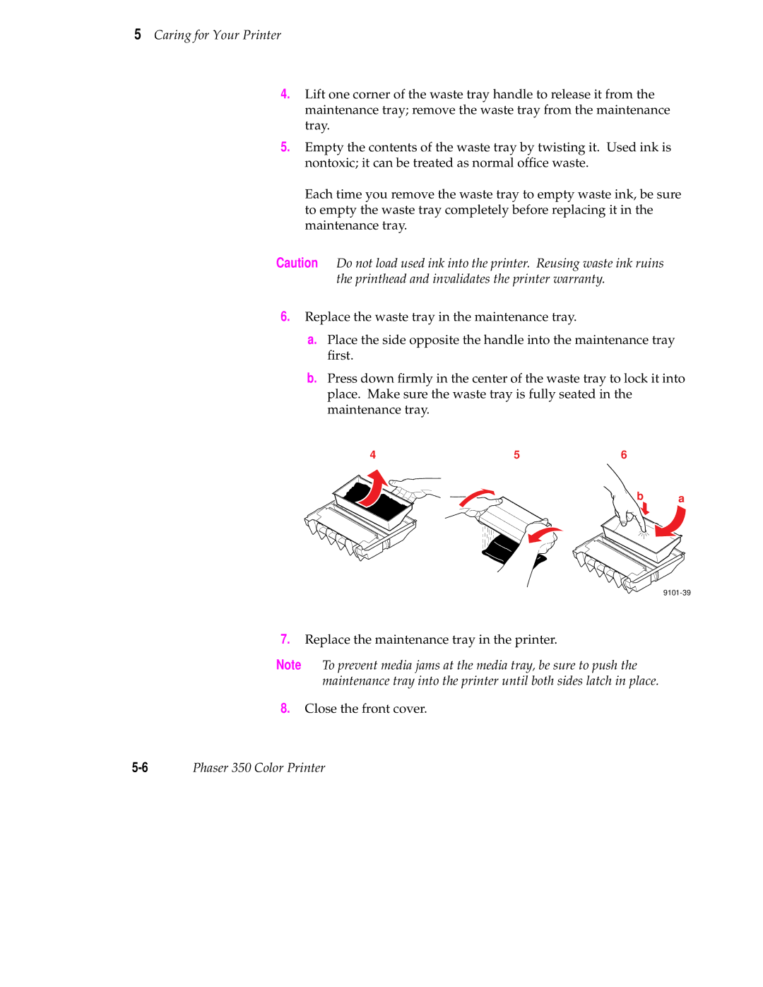 Tektronix Phaser 350 manual Printhead and invalidates the printer warranty 