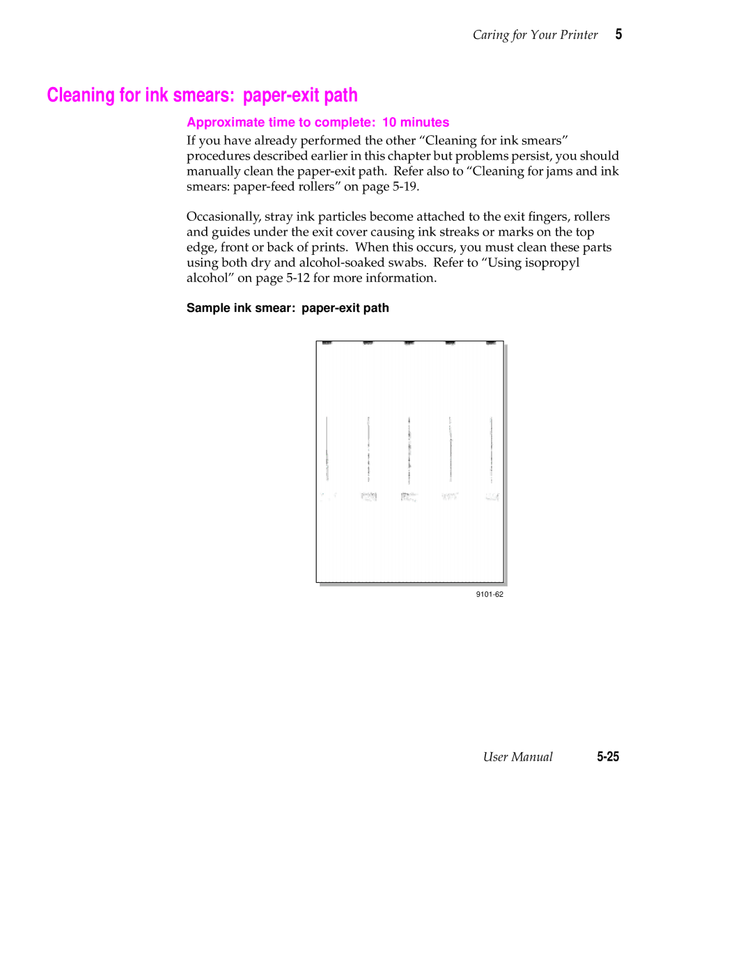 Tektronix Phaser 350 manual Cleaning for ink smears paper-exit path, Approximate time to complete 10 minutes 