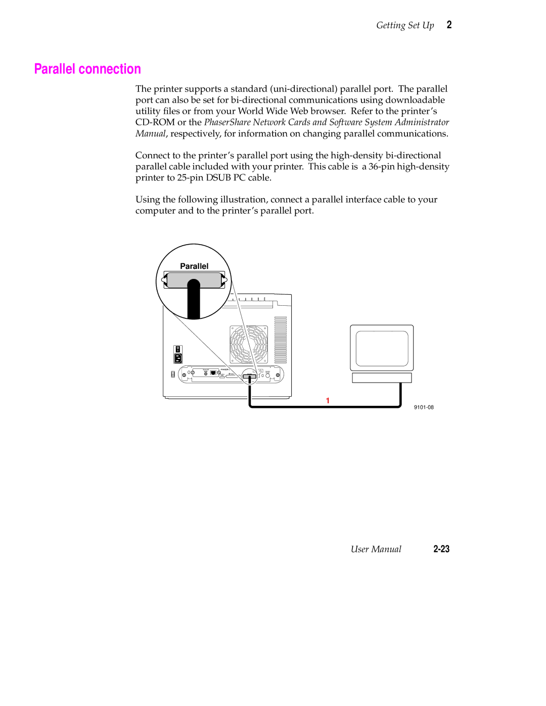 Tektronix Phaser 350 manual Parallel connection 