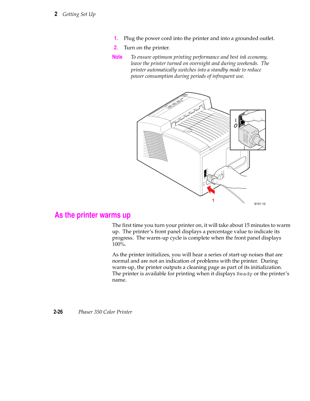 Tektronix Phaser 350 manual As the printer warms up 