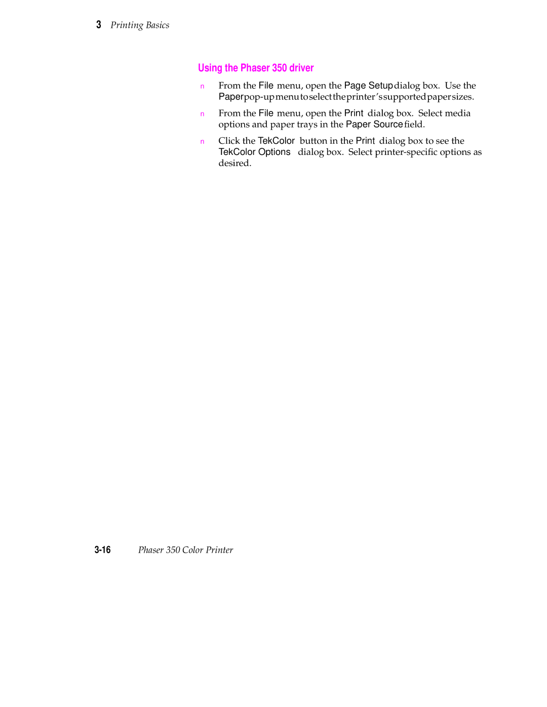 Tektronix manual Using the Phaser 350 driver 