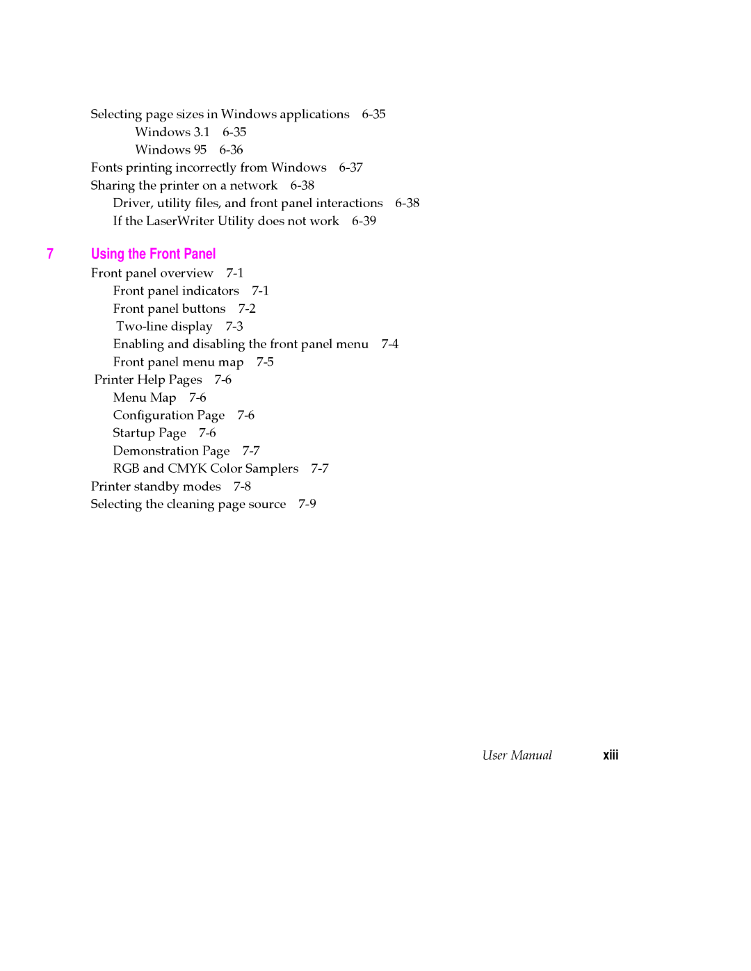 Tektronix PHASER 380 manual Xiii 