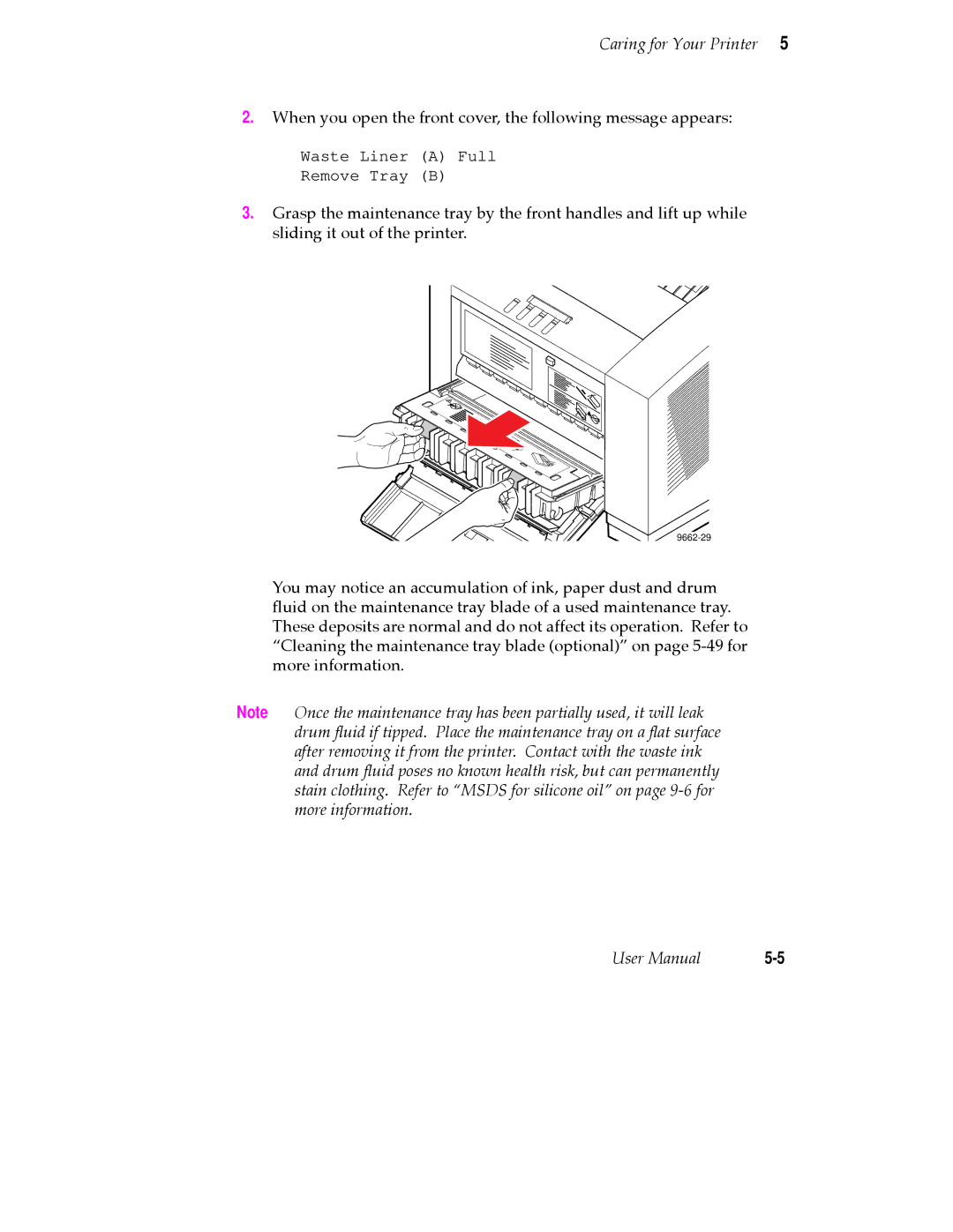 Tektronix PHASER 380 manual When you open the front cover, the following message appears 