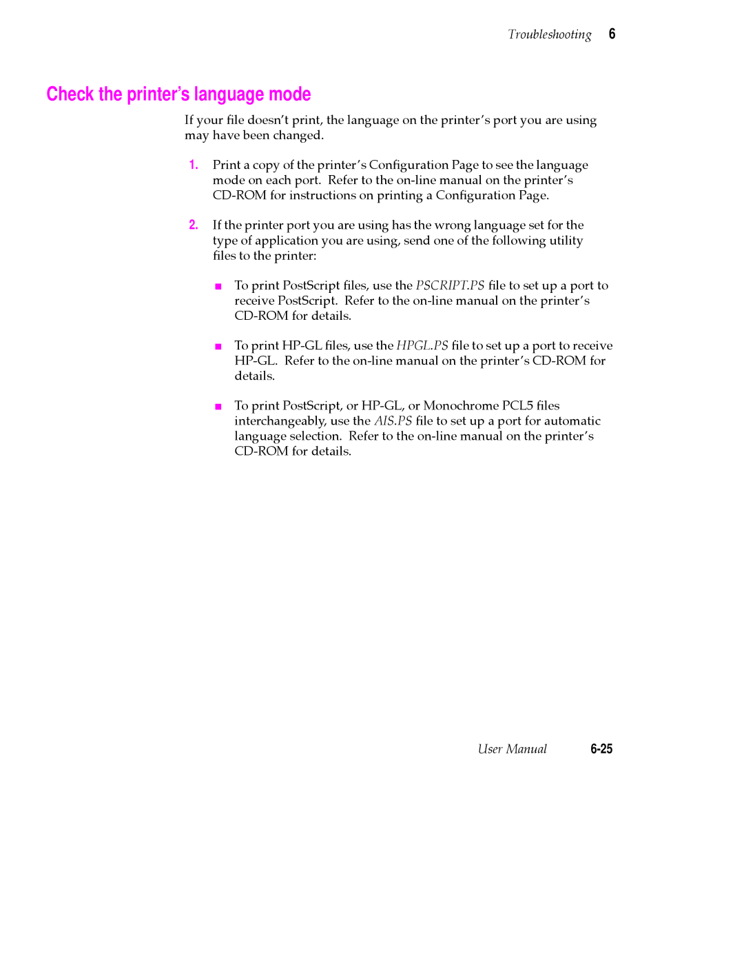 Tektronix PHASER 380 manual Check the printer’s language mode 