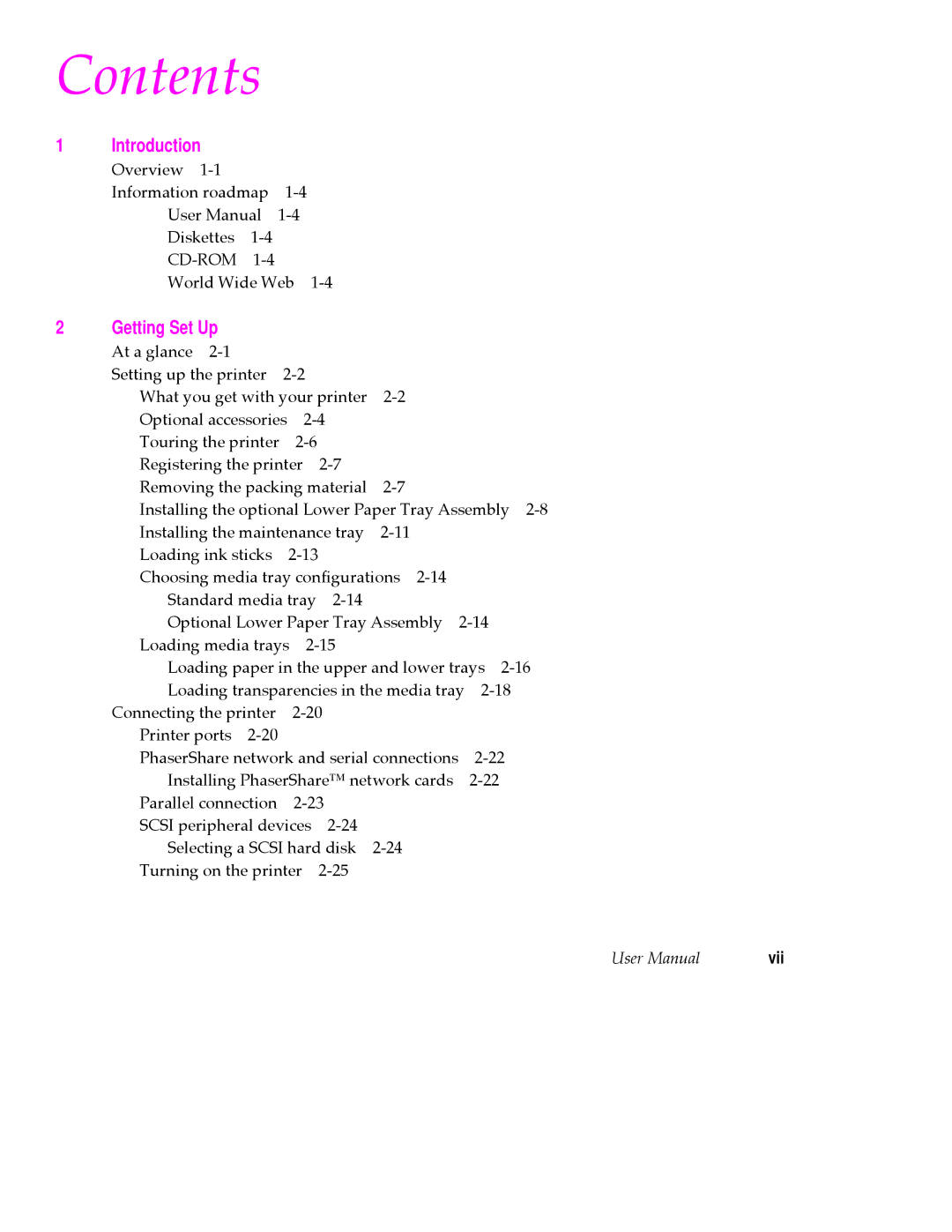 Tektronix PHASER 380 manual Contents 