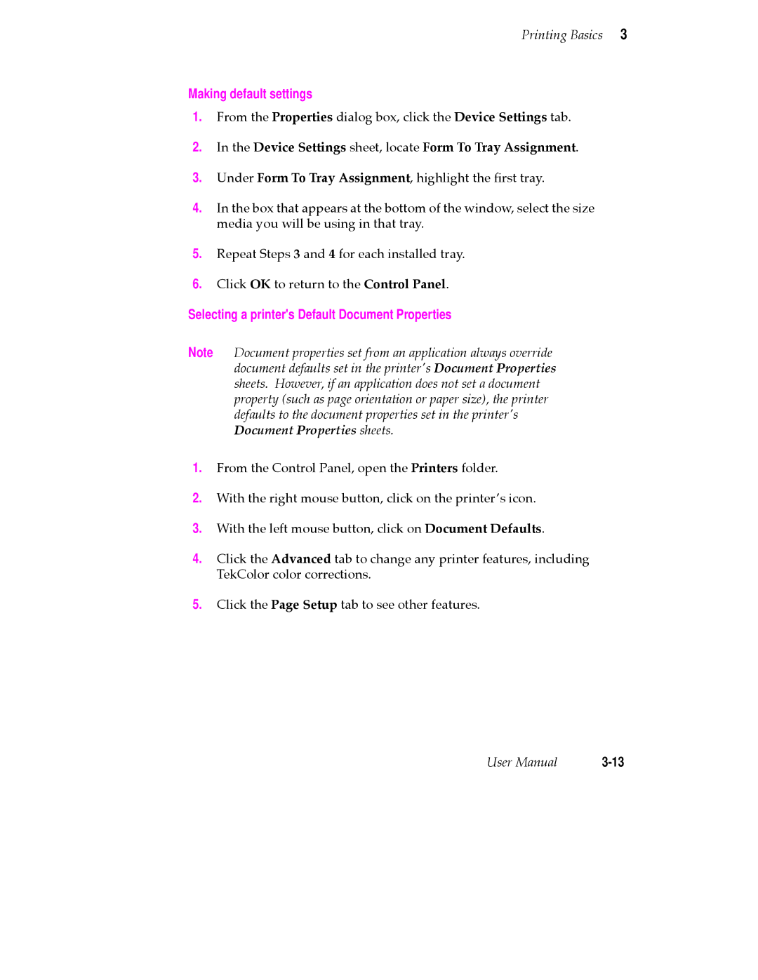 Tektronix PHASER 380 manual Making default settings 